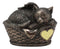 Heavenly Angel Cat Sleeping in Wicker Bed Cremation Urn Pet Memorial Statue