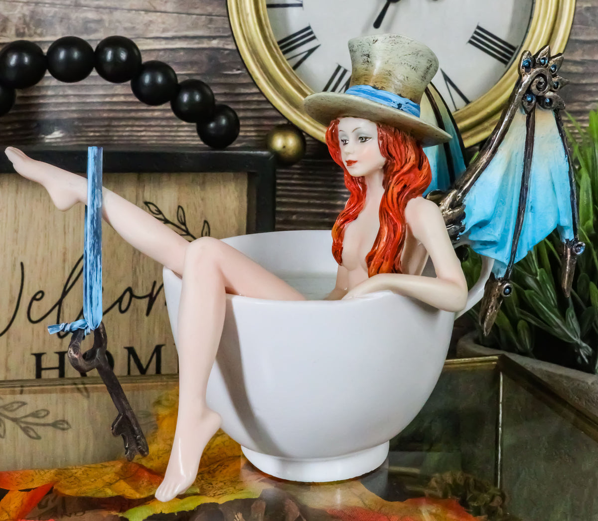 Amy Brown Teacup Steampunk Locksmith Key Bearer Fairy Tea Bath Fae Figurine