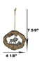Rustic Western Elk Deer Faux Wood Log Slice Set of 4 Christmas Tree Ornaments
