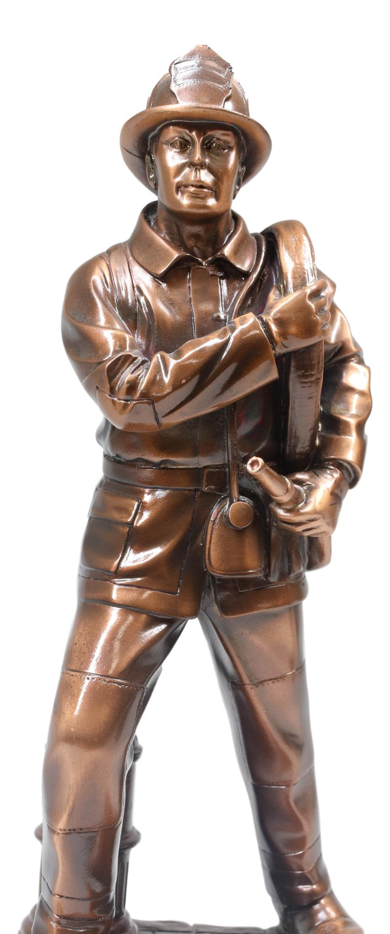 In Line Of Duty Fireman Carrying Hose By Hydrant Statue 12"H Fire Fighter Decor