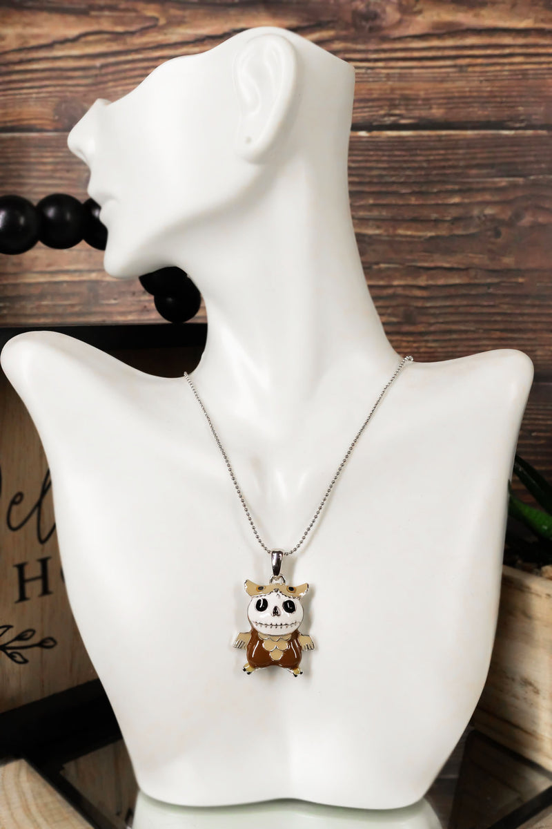 Ebros Furrybones Voodoo Chocolate Hootie Horned Owl Necklace Pendant Jewelry