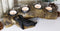 Ebros Rustic Black Bear Sleeping On Log With 4 Votive Candles Holder Figurine 12"Long