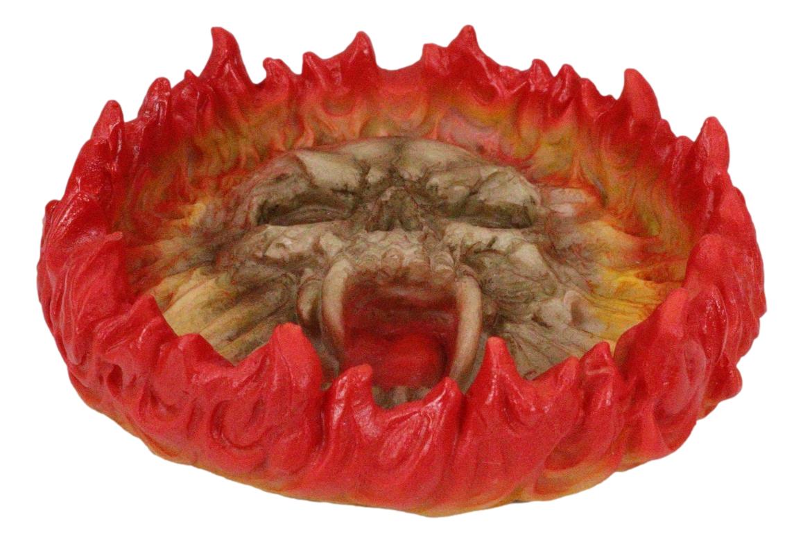 Gothic Arch Devil Skull Face Fire Wheel Flame Hell Bone Cigarette Ashtray Figure