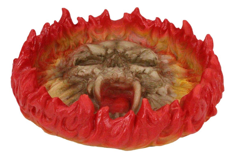 Gothic Arch Devil Skull Face Fire Wheel Flame Hell Bone Cigarette Ashtray Figure