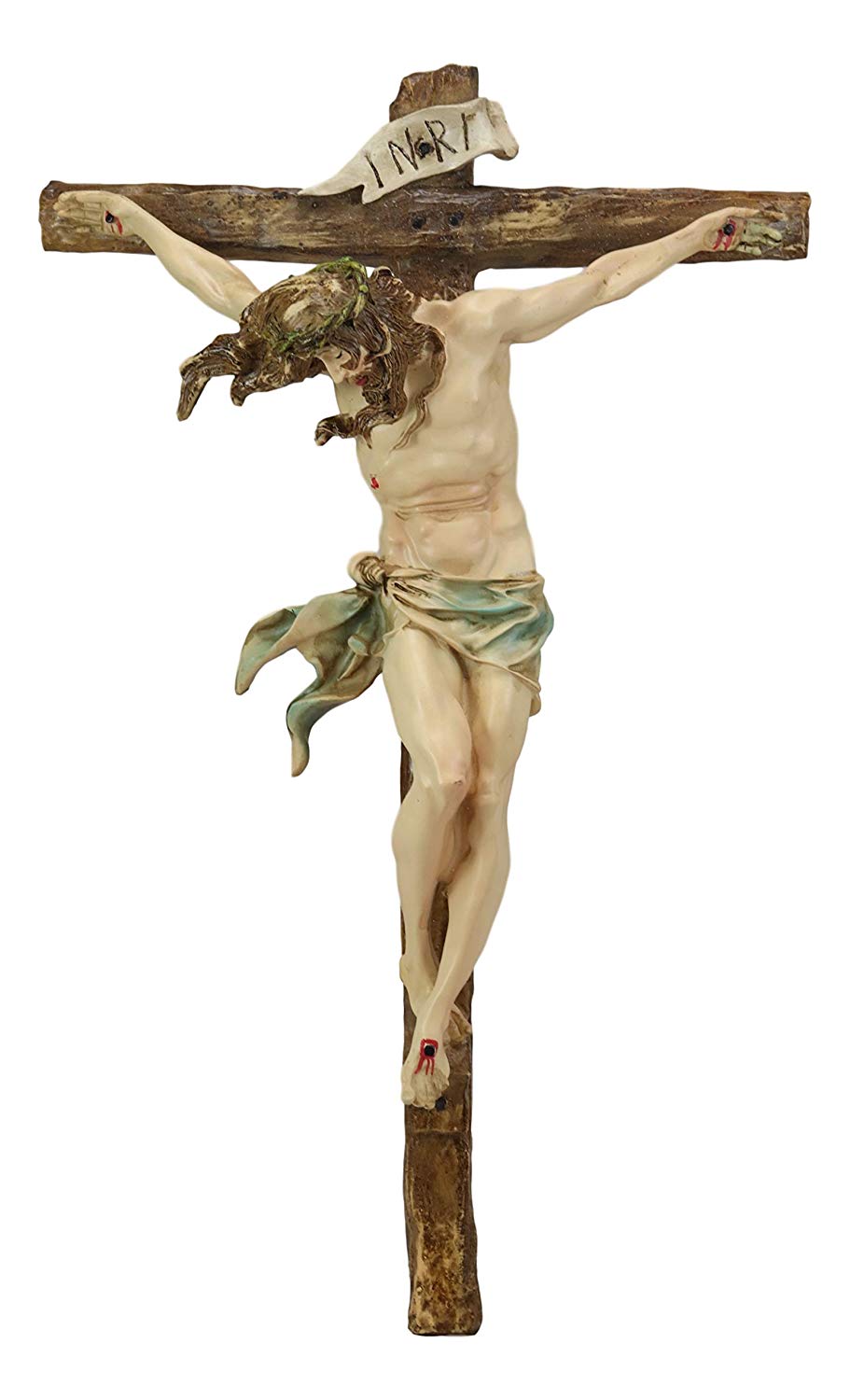 Ebros Large Jesus Christ at Calvary Crucifix INRI Wall Cross Hanging Plaque 20"H - Ebros Gift