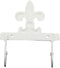 Ebros Gift 5.75" Tall Cast Iron Rustic Vintage Distressed White Fleur De Lis Emblem with 2 Peg Hooks Decorative Wall Hook Southwestern Hangers Accent for Keys Leashes Coats Hats (1)