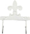 Ebros Gift 5.75" Tall Cast Iron Rustic Vintage Distressed White Fleur De Lis Emblem with 2 Peg Hooks Decorative Wall Hook Southwestern Hangers Accent for Keys Leashes Coats Hats (4)