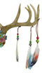 Rustic 12 Point Stag Deer Antlers Flowers And Feathers Rack Wall Hooks Plaque