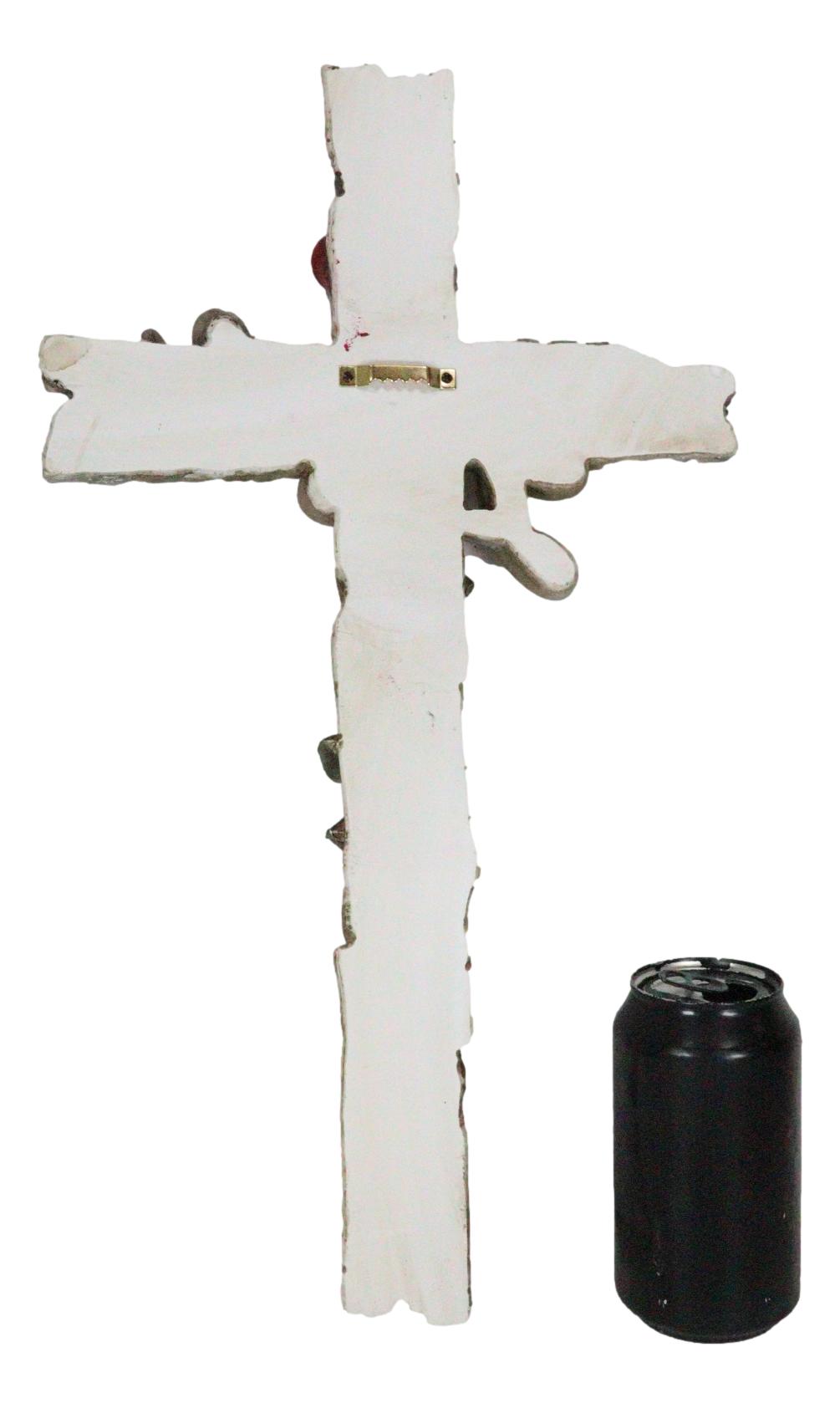 Rustic Western Faux Wooden Inspirational Love With Red Rose Stalk Wall Cross