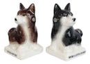 Ceramic 'Not Fat' Black Brown Huskies Dogs Salt And Pepper Shakers Figurine Set