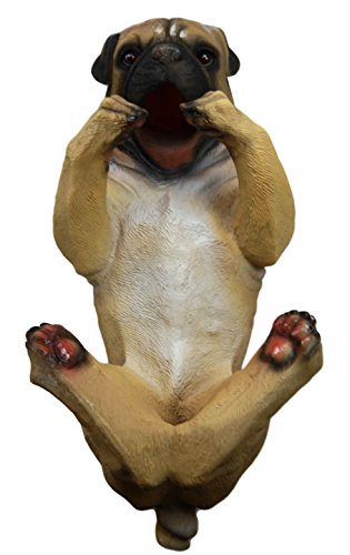 Ebros Pedigree Fawn Pug Dog Wine Bottle Holder 10" Long Home Decor