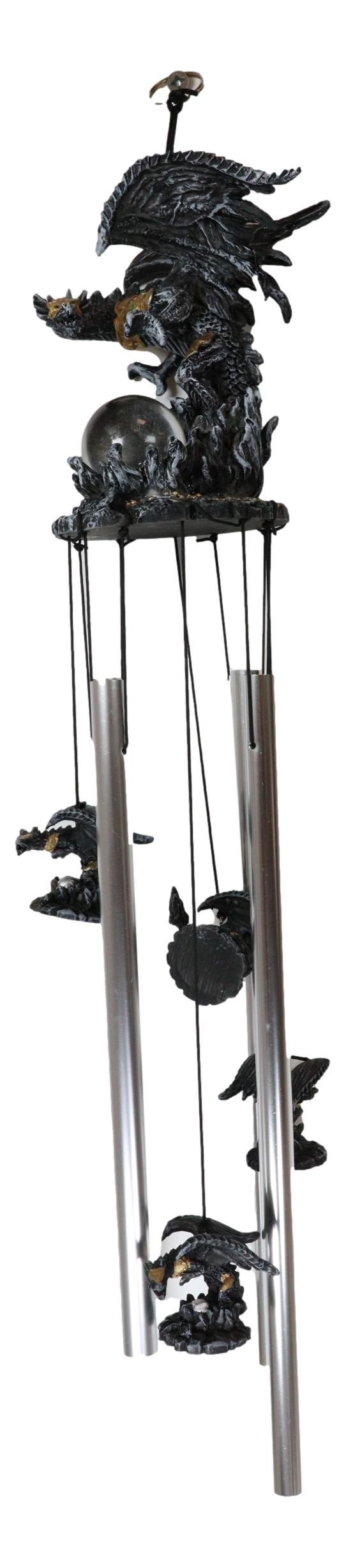 Armored Battle Dragon Crystal Sphere Resonant Relaxing Wind Chime Garden Patio
