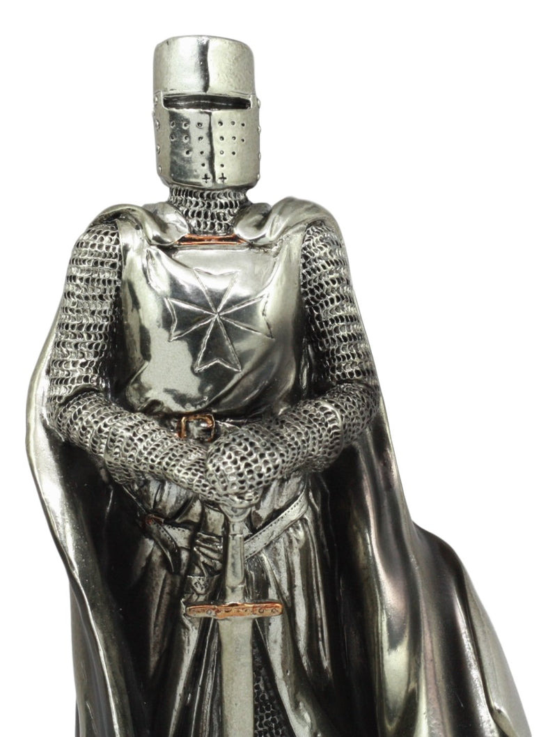 Ebros Medieval Holy Roman Empire Caped Crusader Knight w/ Sword Statue Suit Of Armor