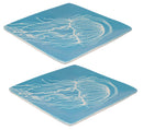 Ebros Nautical Jellyfish Abstract Blue Salad Dessert Plate Set of 2 Square 8.5"