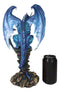 Giant Leviathan Blue Dragon Protecting A Young Princess Fairy With Kitten Statue