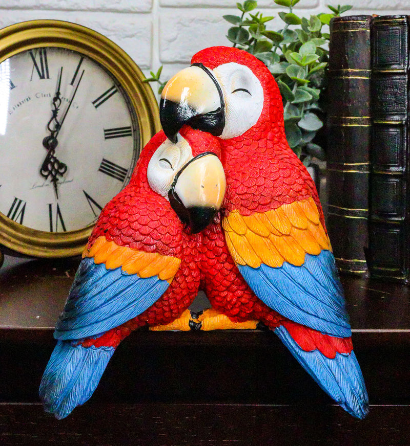 Ebros Tropical Rainforest Red Scarlet Macaw Parrots Cuddling Shelf Sitter Figurine
