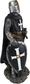 Ebros Crusader Knight in Full Shield and Sword Armor Figurine 11.5 Inch Tall