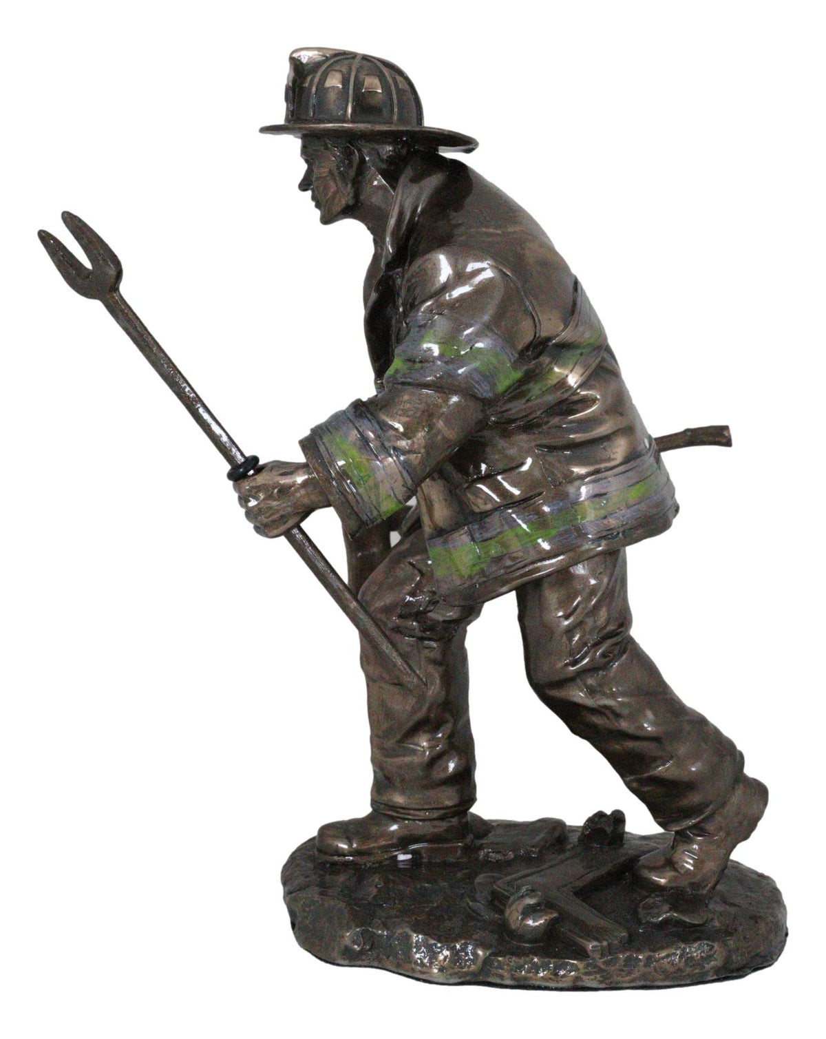 Fireman With Fire Axe And Fork Statue 7.25"Tall In The Line of Duty Fire Rescue
