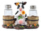 Ebros Sunflower Bovine Cow With Two Country Barrels Salt And Pepper Shakers Set