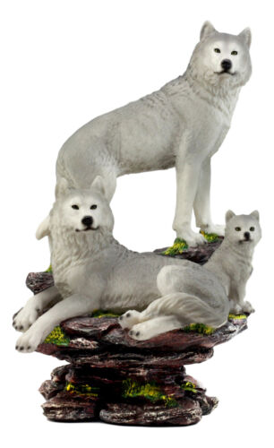 Large Denizens Of Twilight Timber Wolf Family Statue 14.25"H Wildlife Animal
