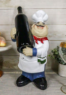 Ebros Large Professional Chef Fabio Italian Bistro Cook Hugging Bottle Wine Holder Figurine Kitchen Tabletop Countertop Decor Rack Kitchen Cooks Statue Decorative Sculpture