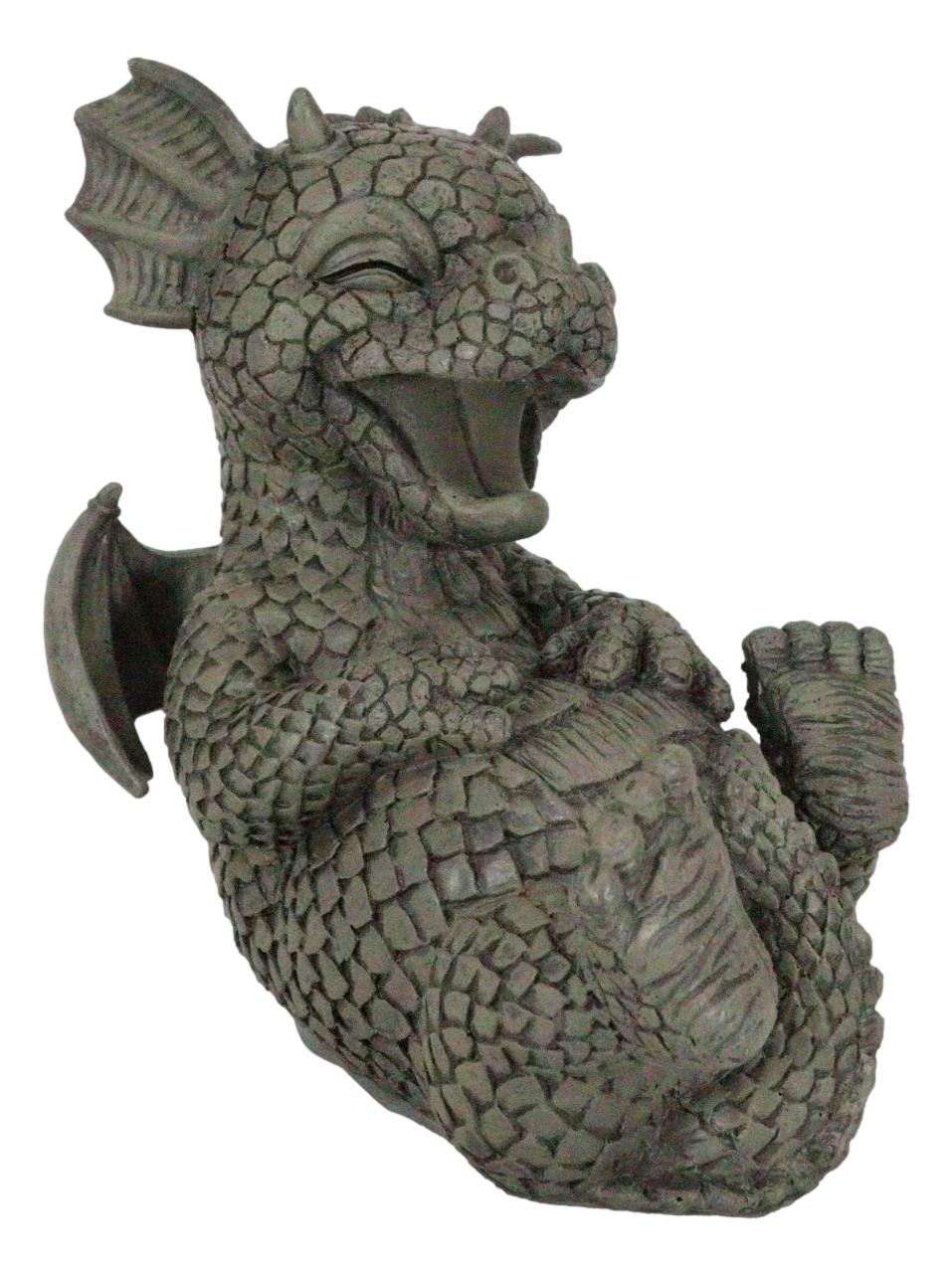 Ebros Whimsical L.O.L Soul Garden Laughing Out Loud Dragon Statue 7.75" Tall Faux Stone Resin Finish Hilarious LOL Fantasy Animated Dragons Welcome Guest Greeter Decor Figurine - Ebros Gift