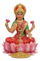 Ebros Seated Beautiful Hindu Goddess Lakshmi Meditating On Lotus Throne Statue 6.25" Tall