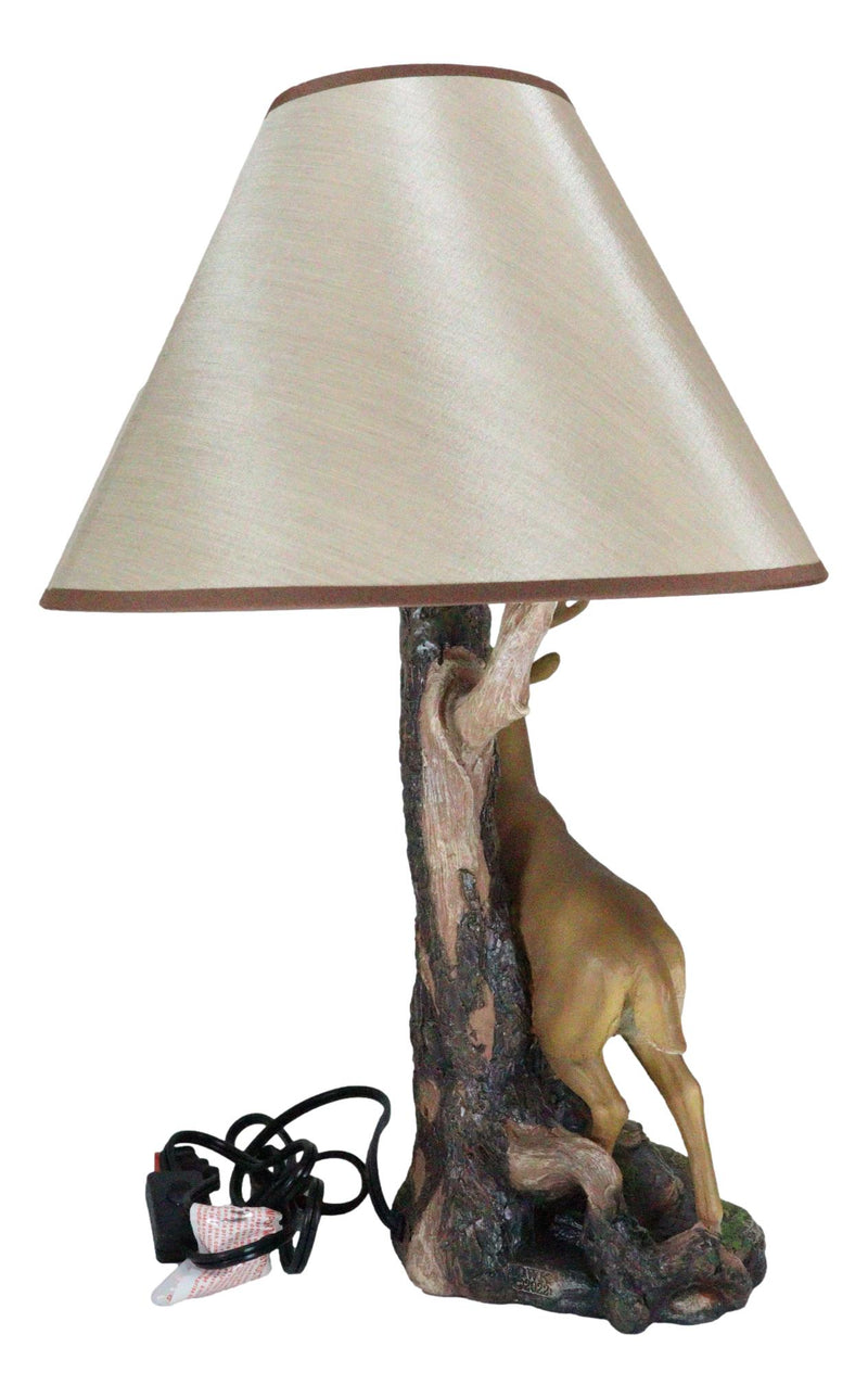 Ebros 12 Point Whitetail Deer Buck Desktop Table Lamp With Shade Wild Life