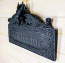 Celtic Medieval Gothic Guardian Dragon Welcome Plaque Door Wall Sculpture