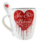 Ebros Vampire Love Valentine You Stir My Blood Coffee Ceramic Cup Mug And Spoon Set