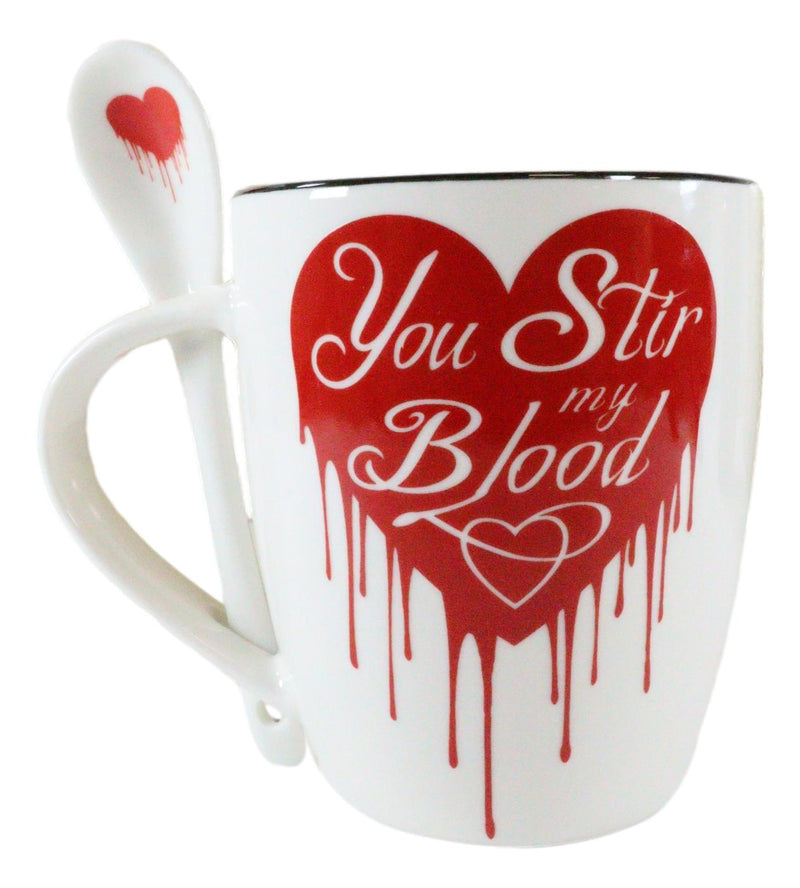 Ebros Vampire Love Valentine You Stir My Blood Coffee Ceramic Cup Mug And Spoon Set