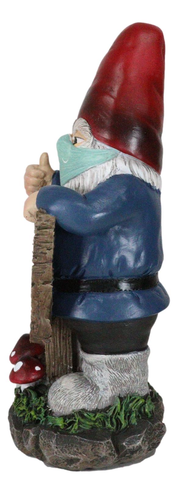 Health Freak Mr Gnome Wearing Protective Face Mask By 'Wear Mask' Sign Figurine