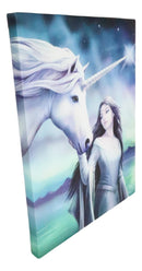 Ebros Anne Stokes North Star Witch Unicorn Wooden Framed Picture Canvas Wall Decor