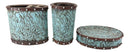 Rustic Western Turquoise Floral Soap Dish Toothbrush Holder And Soap Pump Set