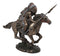 Ebros Native Indian Chief Spear Warrior With Eagle War Bonnet Roach On Horse Statue