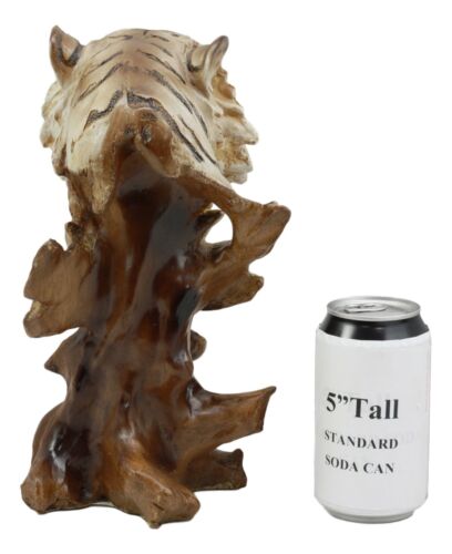 Ebros Faux Wood Large Tundra Forest Wildlife Siberian White Tiger Bust 11" Tall - Ebros Gift