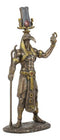 Bronzed Egyptian God Of Technology Ibis Headed Thoth Holding Was And Ankh Statue