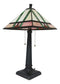 Frank Lloyd Wright Mission Style Geometry Pyramid Stained Glass Side Table Lamp