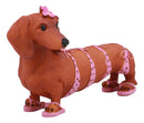 Ebros Doxie Collection Pink Polkadot Bikini Beach Bod Sexy Dachshund Figurine 6"Long As Whimsical Wiener Dog Decor Collectible