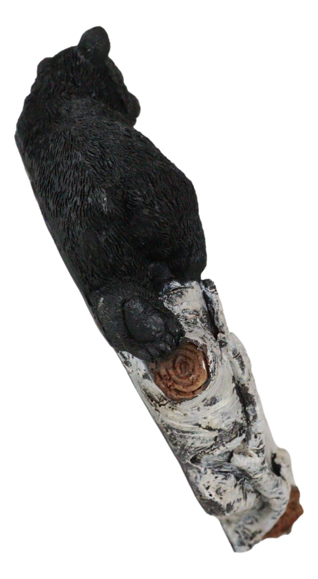 Western Forest Whimsical Black Bear Cubs Climbing On Birch Tree Wall Thermometer