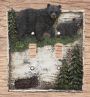 Ebros Set of 2 Pine Trees Bear Electrical Wall Cover Plate Double Toggle Switch