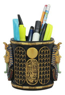 Egyptian King Tut Pharaoh Pen Holder 4"H Tutankhamun Bust Stationery Organizer