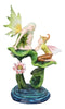 Green Pixie Tribal Fairy Sharing Thoughts with Buddy Elf by Lily Pond Figurine