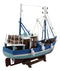 Ebros 18"L Blue Maine Fishing Shrimping Lobster Boat Model with Wood Base Figure - Ebros Gift
