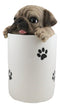 Ceramic Pug Puppy Dog Hiding and Peeking Dry Storage Jar With Paw Prints Decor