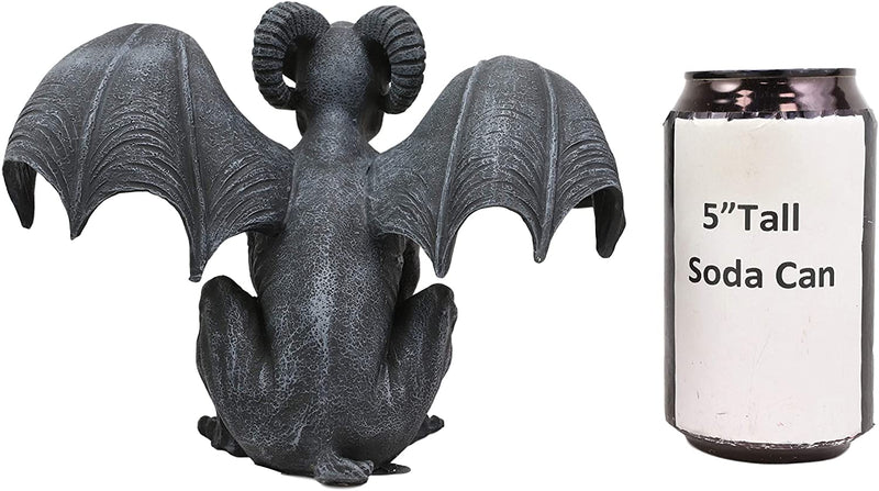 Ebros Crouching Ram Horned Gargoyle Statue in Faux Stone Finish Resin 6.25" Tall