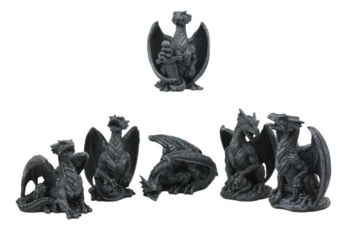 Ebros Six Faux Stone Gothic Mini Dragons Statue Set Legends And Fantasy Action Dragons - Ebros Gift