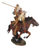 Indian Chief Eagle Warrior War Headdress On Horse Throwing Spear Figurine 13"H