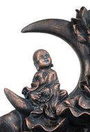 Buddha Monk On Lotus Crescent Moon Smoke Waterfall Backflow Cone Incense Burner