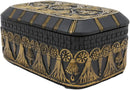 Ebros Black and Gold Cartouche Amulet Scarab Beetles Decorative Trinket Box